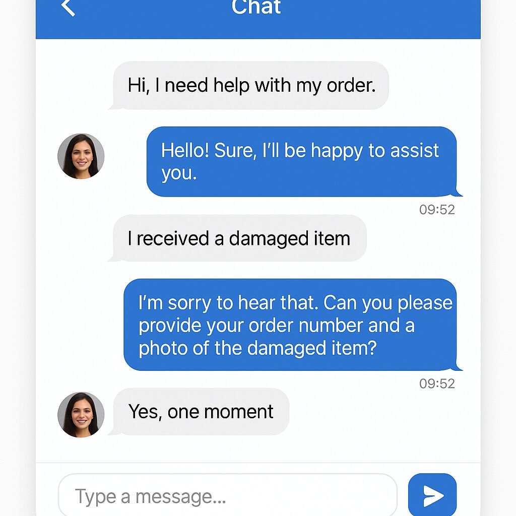 скріншот чату з підтримкою